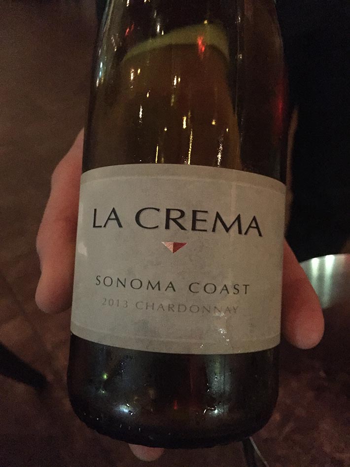 A fine Chardonnay the 2013 La Crema Chardonnay as recommended by Marco the Sommelier at Angar.