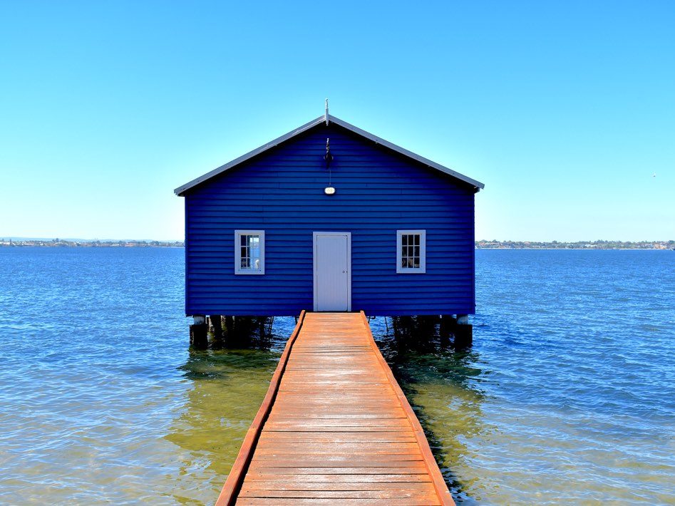 blue boat house